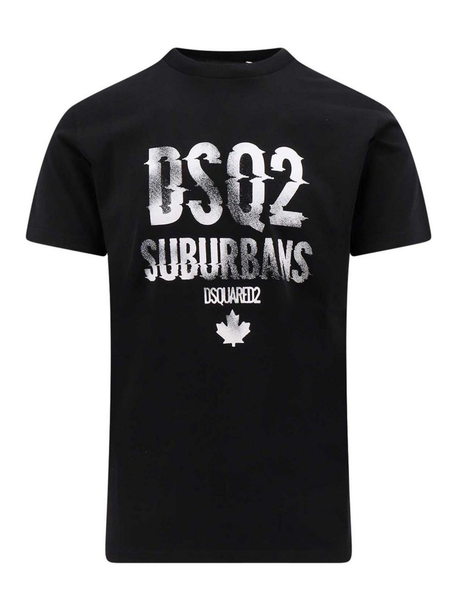 Uomo Dsquared2 | T-Shirt In Cotone Con Logo Frontale