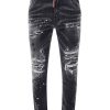 Uomo Dsquared2 | Pantalone In Denim Nero Con Effetto Distrutto