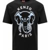 Uomo Kenzo | T-Shirt In Cotone Con Stampa Elefante Kenzo