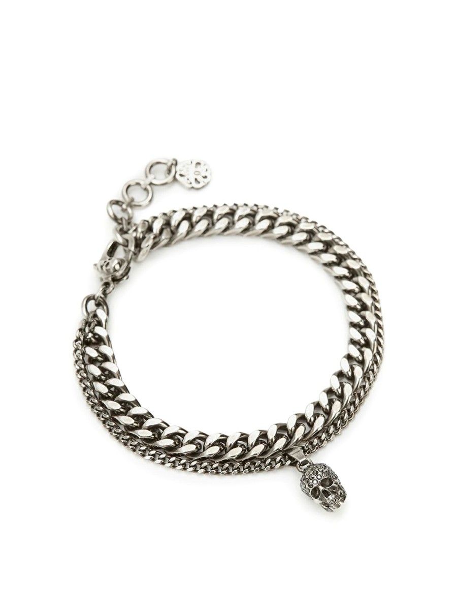 Uomo Alexander Mcqueen | Bracciale A Catena Con Teschio