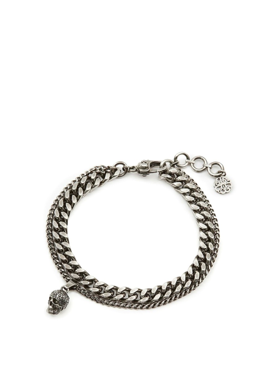 Uomo Alexander Mcqueen | Bracciale A Catena Con Teschio