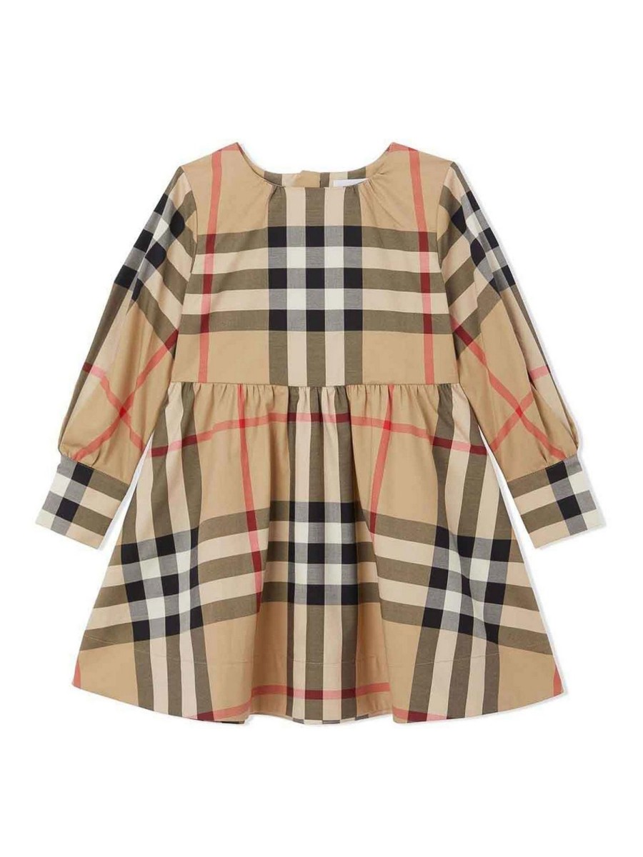 Bambino Burberry | Abito A Quadri A Maniche Lunghe