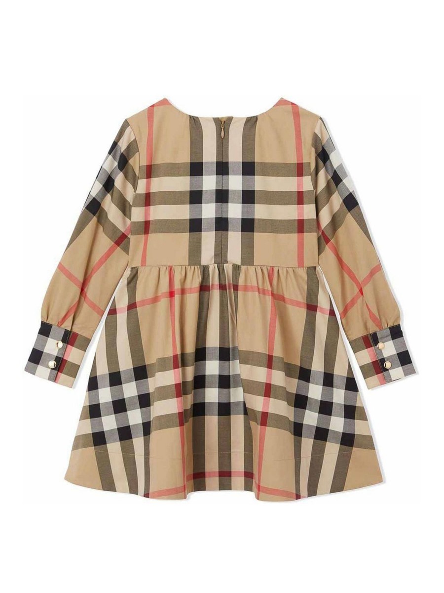 Bambino Burberry | Abito A Quadri A Maniche Lunghe