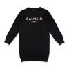 Bambino Balmain | Abito Bambina Balmain In Cotone Nero