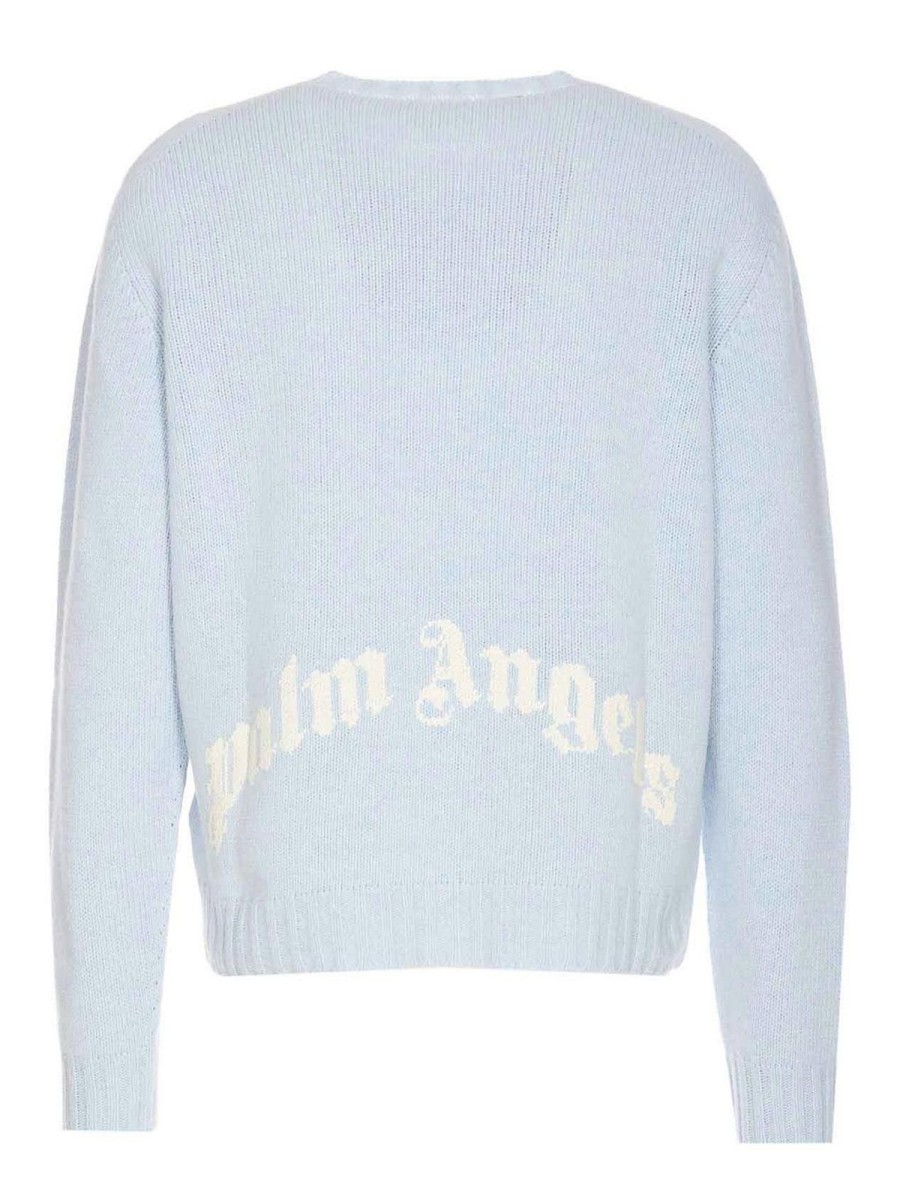 Uomo Palm Angels | Maglia Con Logo Curvo