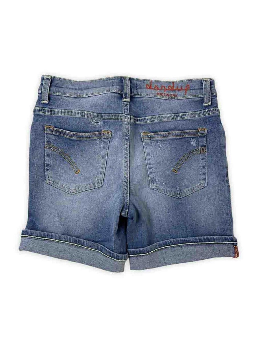 Bambino Dondup | Bermuda In Denim Chiaro Con Strappi