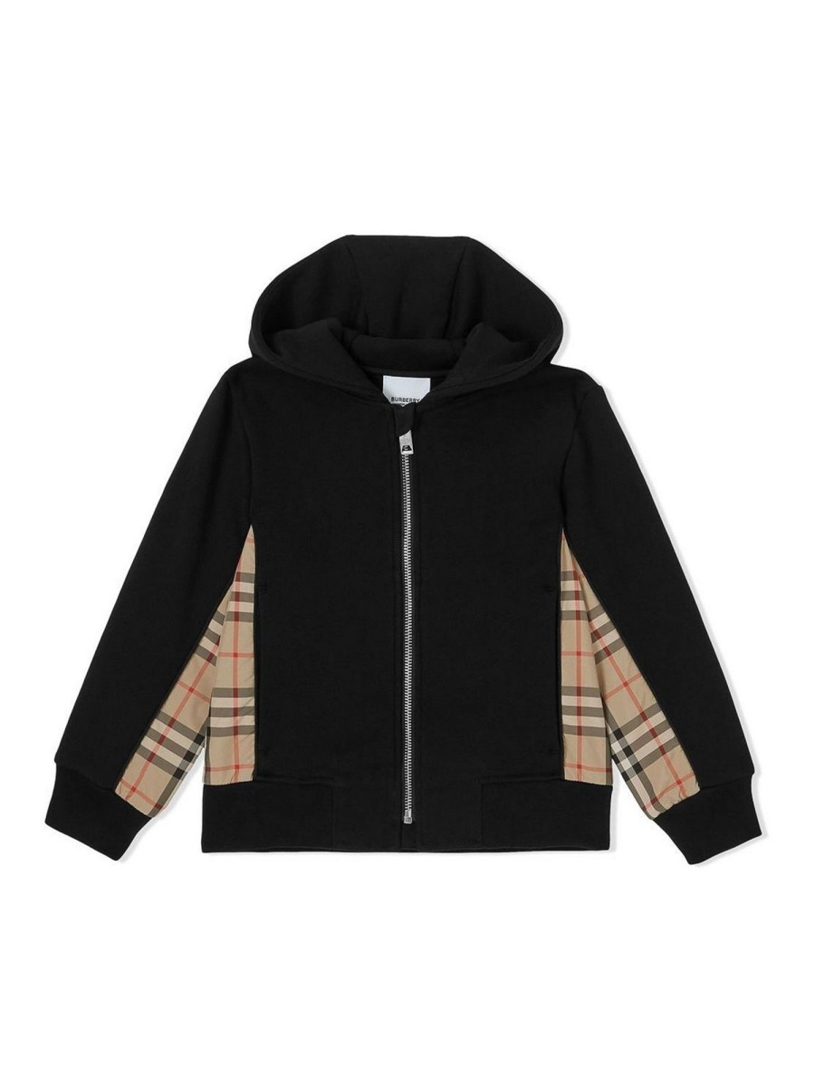 Bambino Burberry | Felpa Con Cappuccio Con Pannello A Quadri