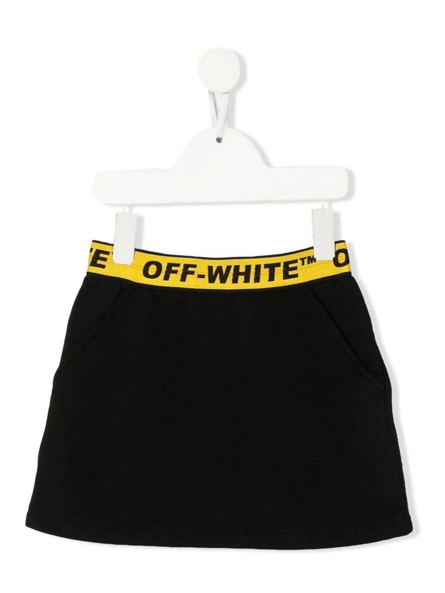 Bambino Off-White | Gonna In Cotone Nero