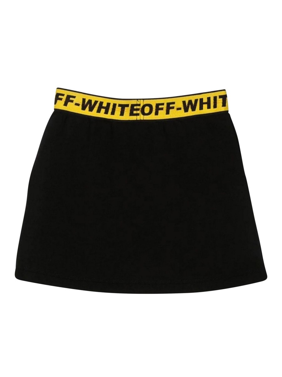 Bambino Off-White | Gonna In Cotone Nero