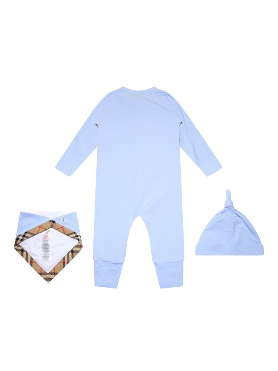 Bambino Burberry | Completo Tre Pezzi Di Colore Azzurro