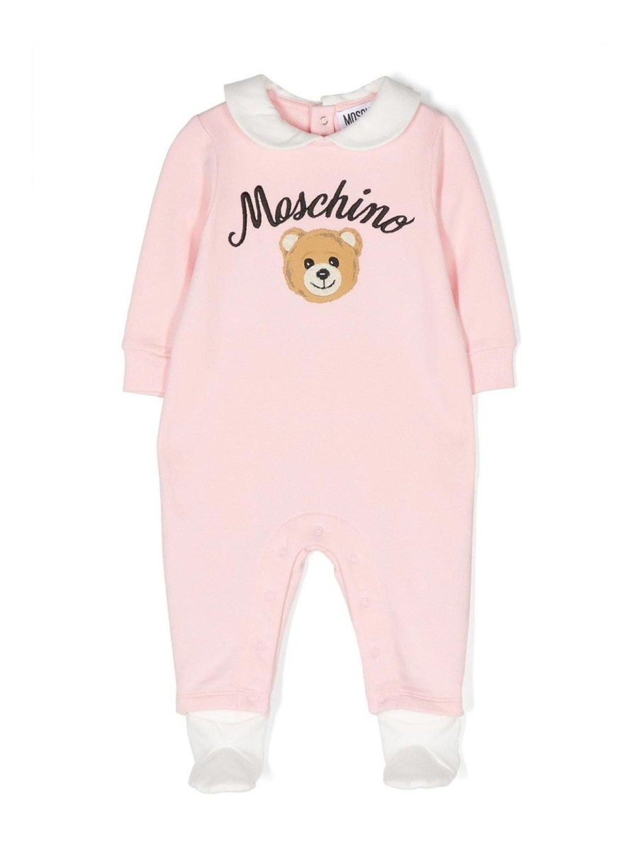 Bambino Moschino | Tutina In Felpa Rosa In Cotone