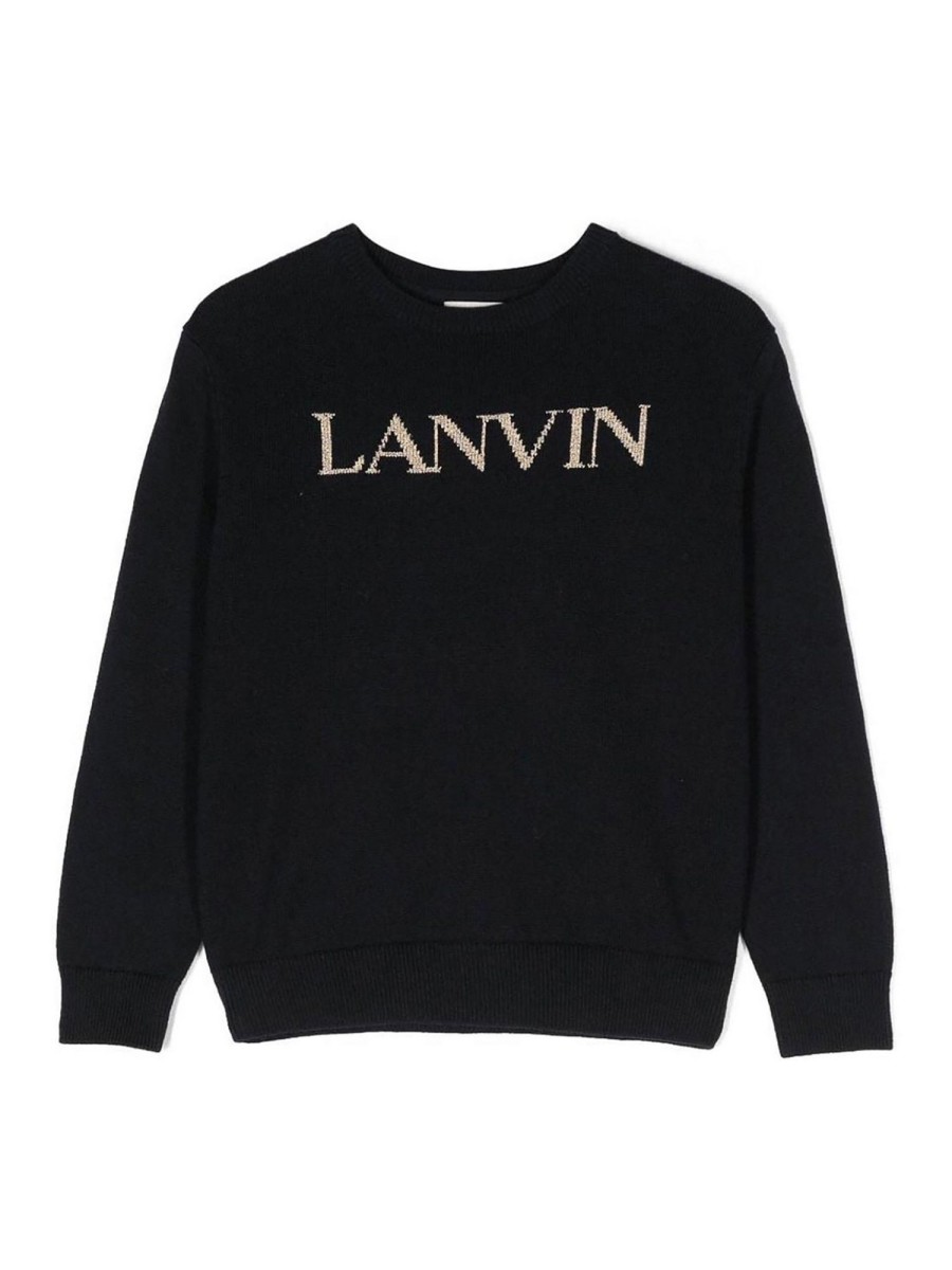 Bambino Lanvin | Maglia Lanvin In Cotone E Lana Blu Navy