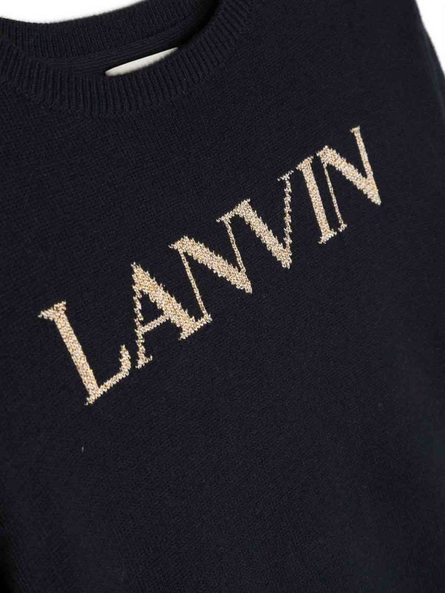 Bambino Lanvin | Maglia Lanvin In Cotone E Lana Blu Navy