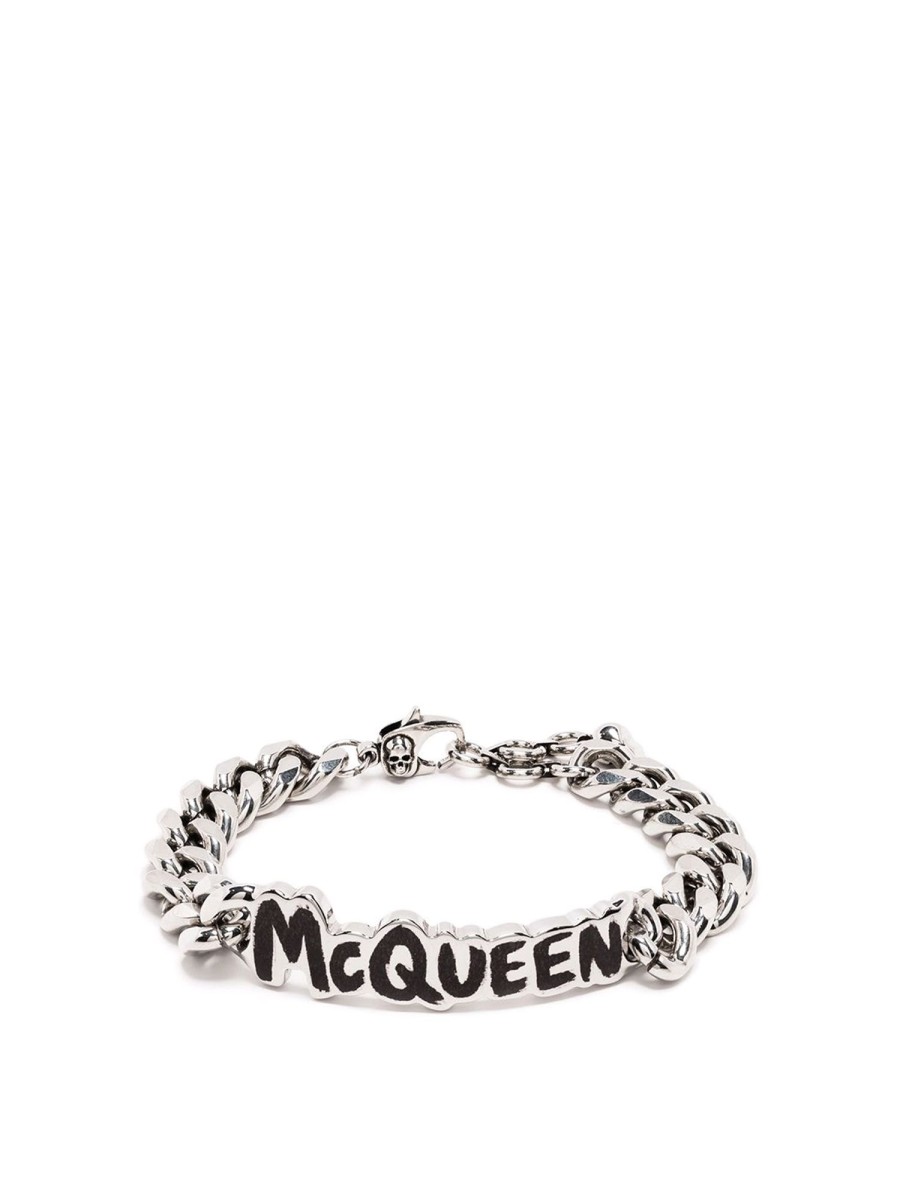 Uomo Alexander Mcqueen | Bracciale A Catena Con Graffiti