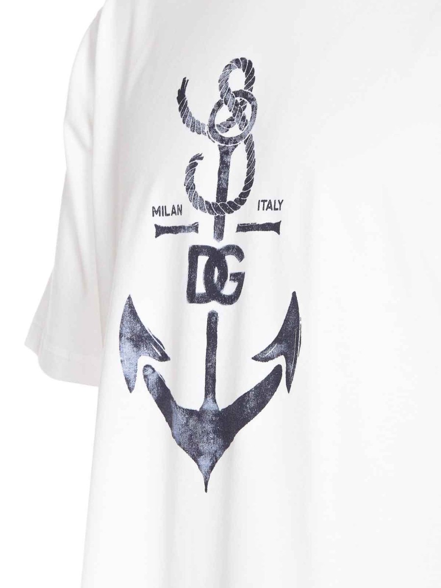 Uomo Dolce & Gabbana | T-Shirt Con Stampa Marina