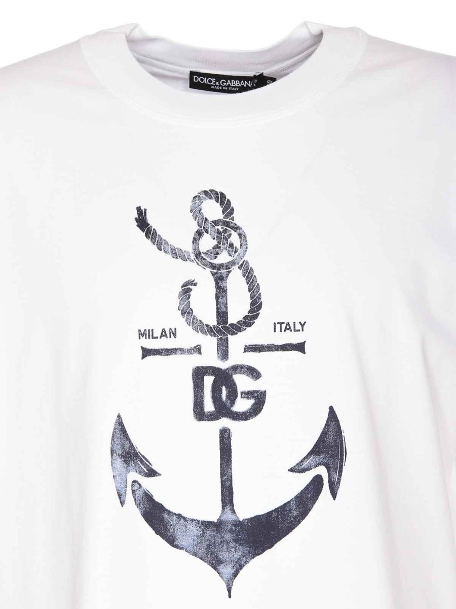 Uomo Dolce & Gabbana | T-Shirt Con Stampa Marina