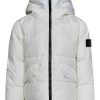 Bambino Stone Island | Piumino Bianco Baby Con Logo