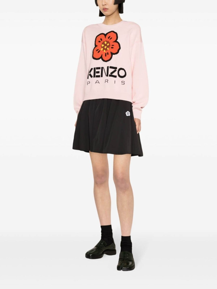 Danna Kenzo | Maglione In Cotone Con Fiori Bokeh