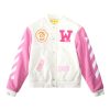 Bambino Off-White | Piumino Varsity Fucsia In Misto Lana