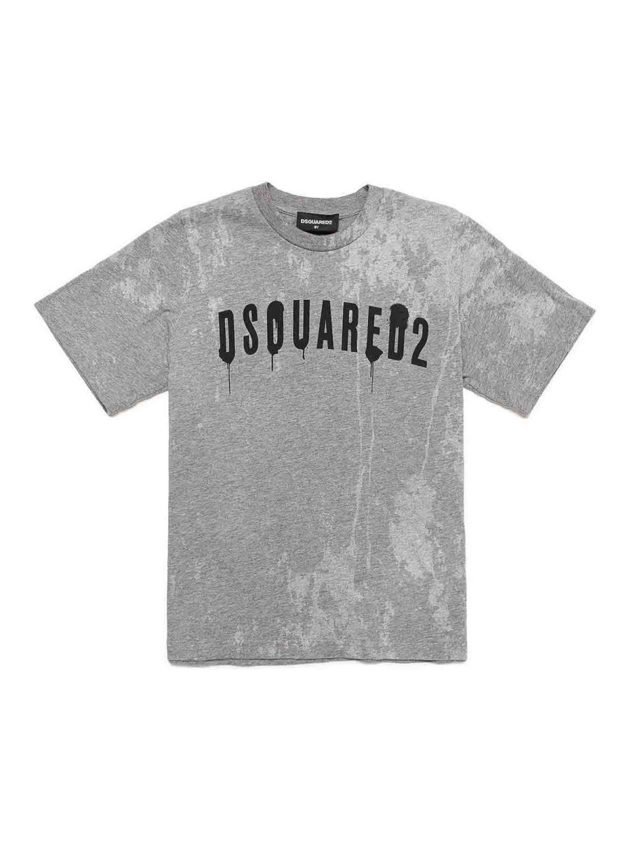 Bambino Dsquared2 | T-Shirt Grigia Mezza Manica