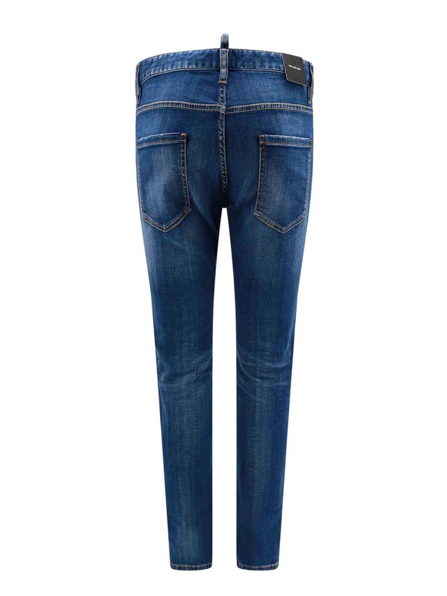 Uomo Dsquared2 | Jeans Con Patch Logo In Metallo Smaltato