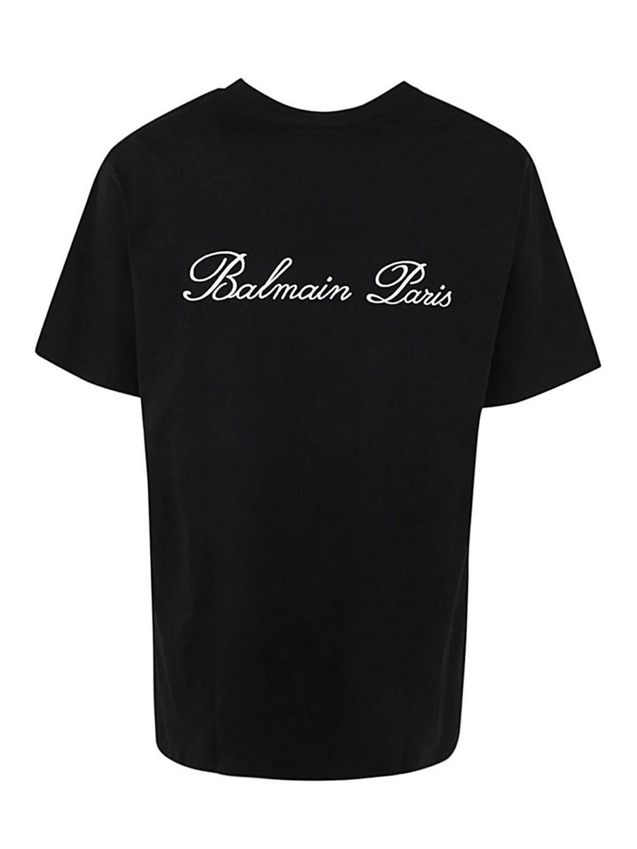 Uomo Balmain | T-Shirt Con Ricamo