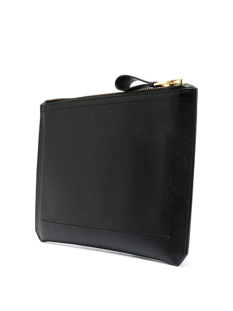 Uomo Tom Ford | Pochette In Pelle Con Logo In Rilievo