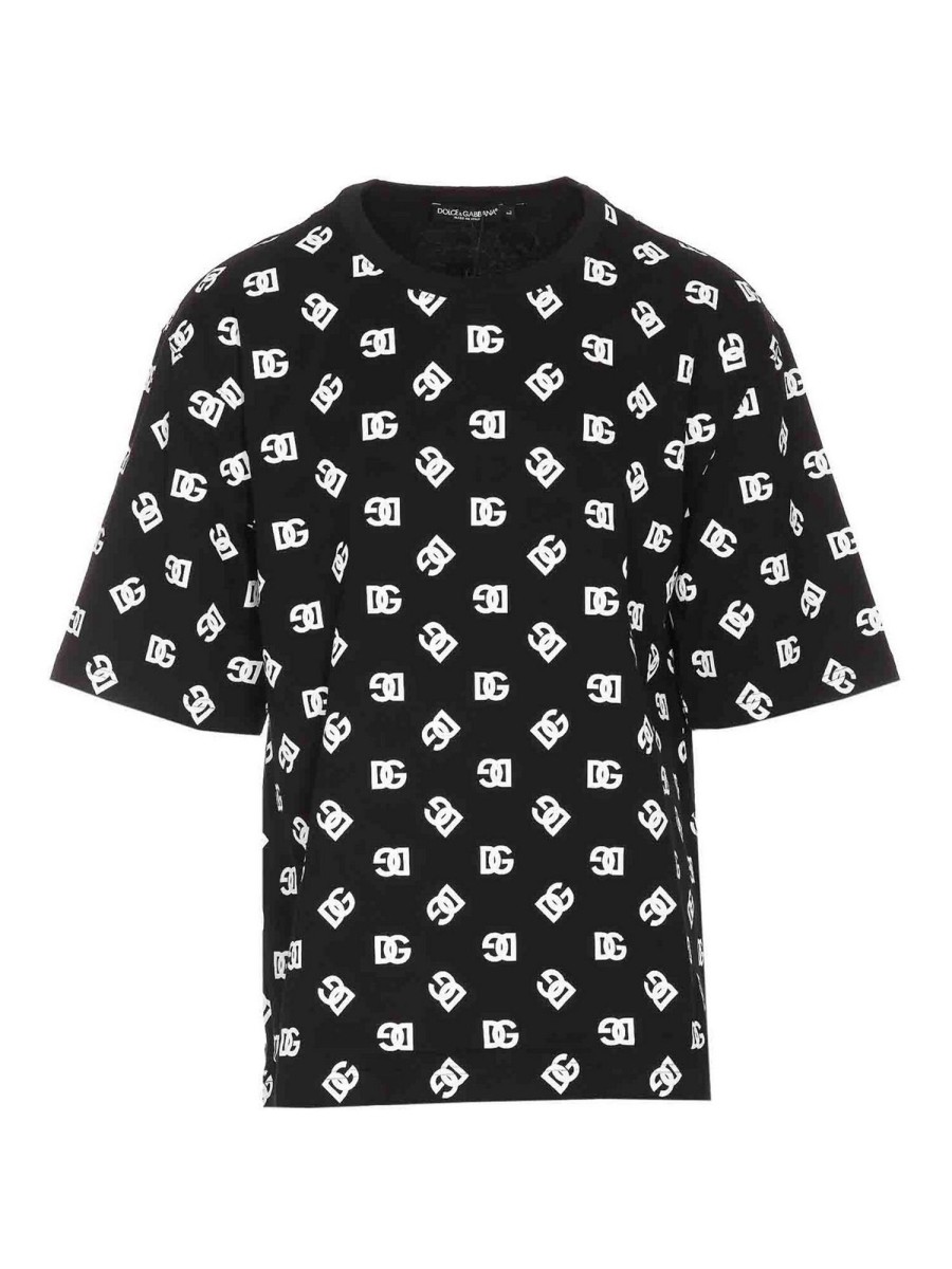 Uomo Dolce & Gabbana | T-Shirt Con Logo Dg All Over