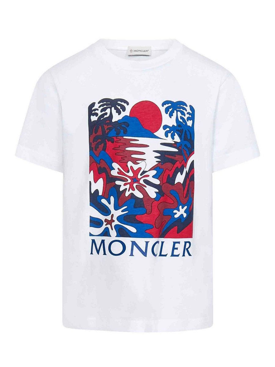 Bambino Moncler Jr | T-Shirt Con Stampa Grafica