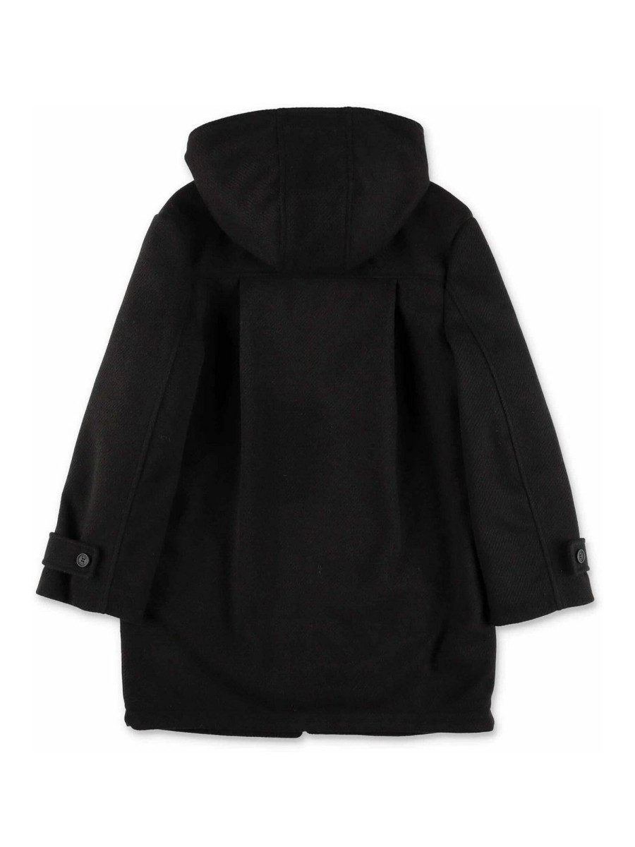 Bambino M.S.G.M. | Cappotto In Panno Nero Con Cappuccio