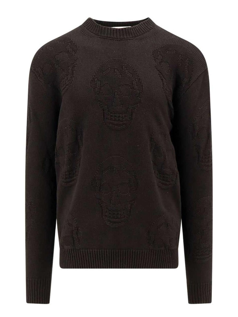 Uomo Alexander Mcqueen | Maglia In Cotone Con Motivo Teschio