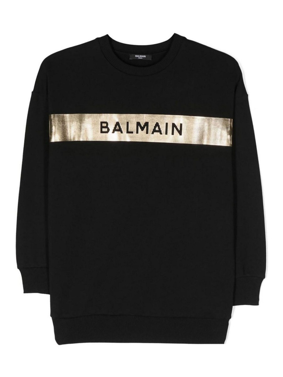 Bambino Balmain | Felpa Balmain Per Ragazzo In Cotone Nero