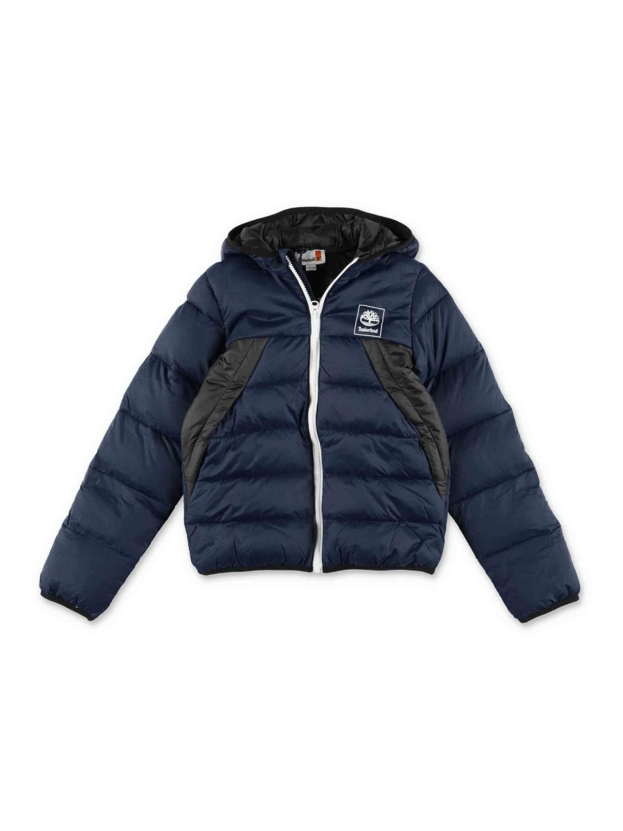 Bambino Timberland | Giubbotto Imbottito Blu Navy Con Cappuccio