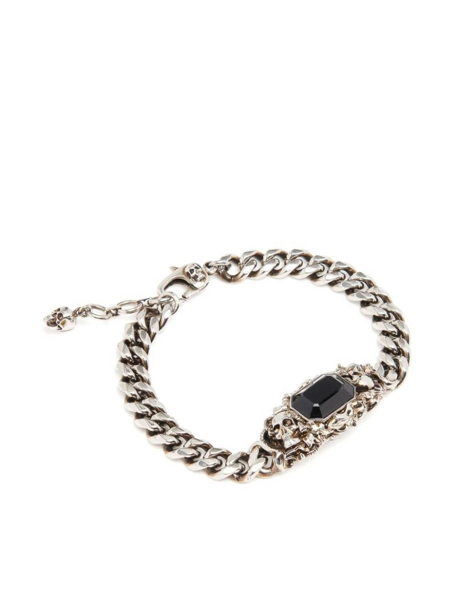 Uomo Alexander Mcqueen | Bracciale A Catena Con Teschio