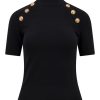 Danna Balmain | T-Shirt In Jersey Con Bottoni Iconici