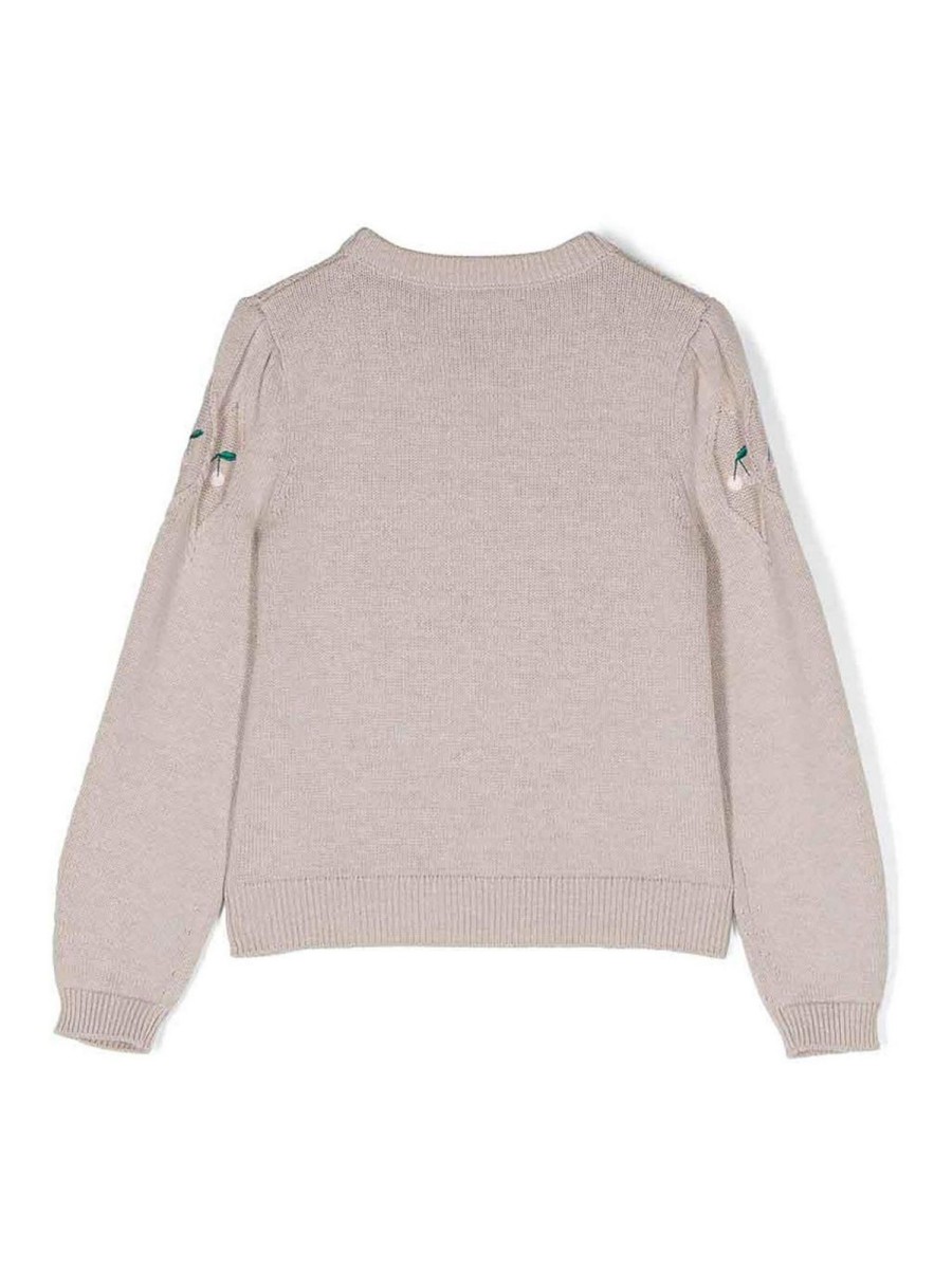 Bambino Bonpoint | Maglia Per Bambina Beige In Lana E Cotone