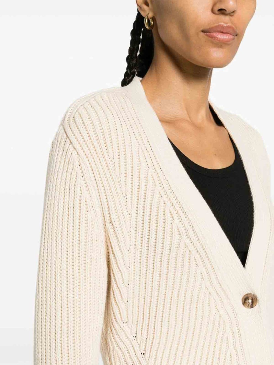 Danna Closed | Cardigan Scollo A V In Cotone Biologico