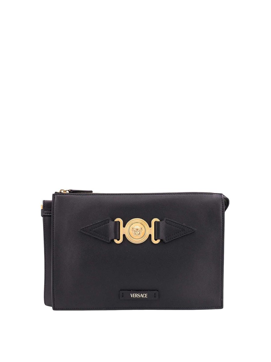 Uomo Versace | Clutch In Pelle Con Iconica Medusa In Metallo