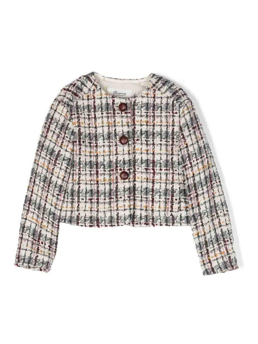 Bambino Bonpoint | Giacca Da Bambina In Misto Lana Tartan