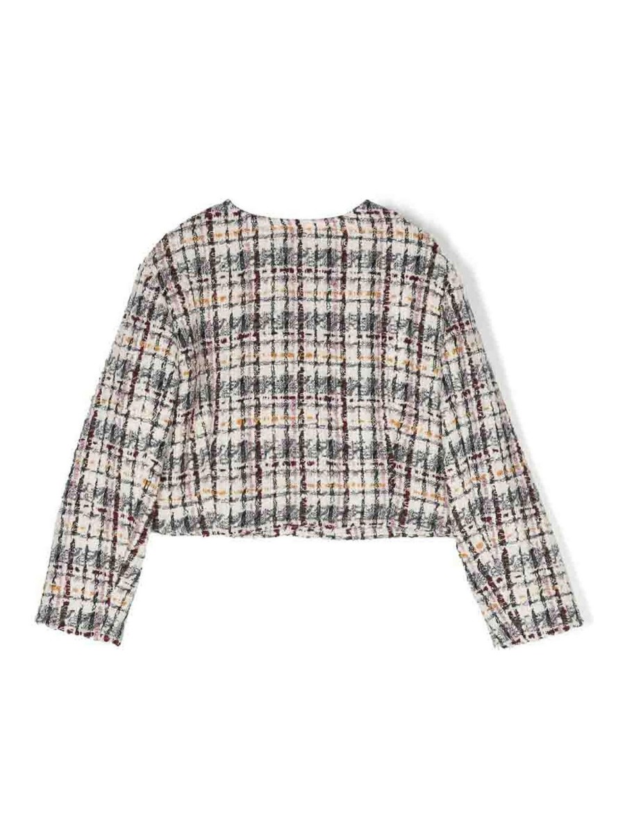 Bambino Bonpoint | Giacca Da Bambina In Misto Lana Tartan