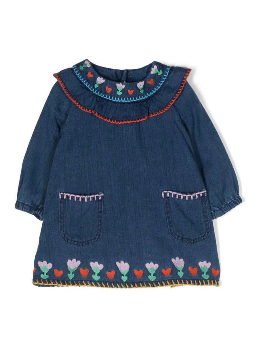 Bambino Stella Mccartney | Abito In Denim Di Cotone Blu