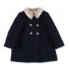 Bambino Bonpoint | Cappotto Blu In Lana Per Neonata