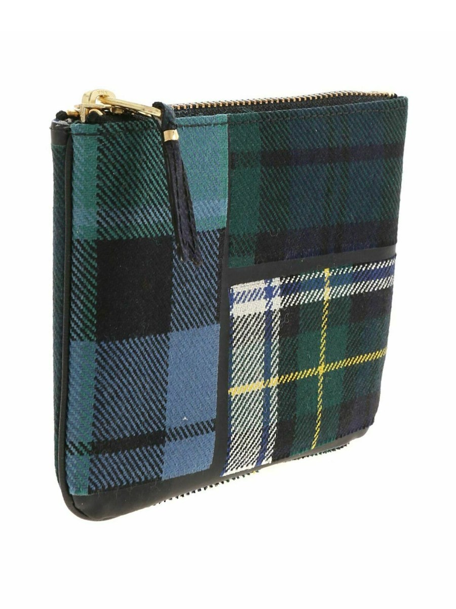 Uomo Comme Des Gar莽ons Wallet | Pochette Verde E Blu Motivo Tartan