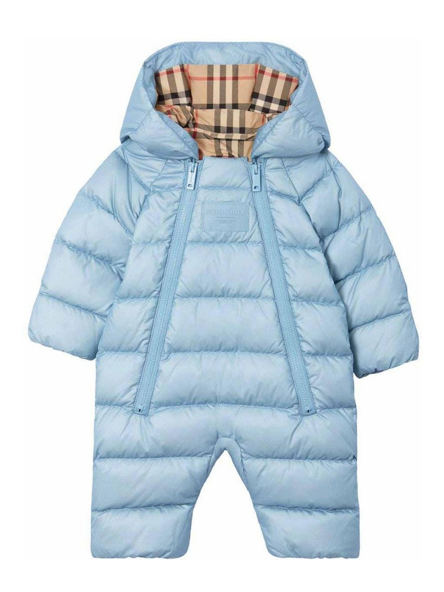 Bambino Burberry | Giubbotto Azzurro Per Neonato Con Cappuccio