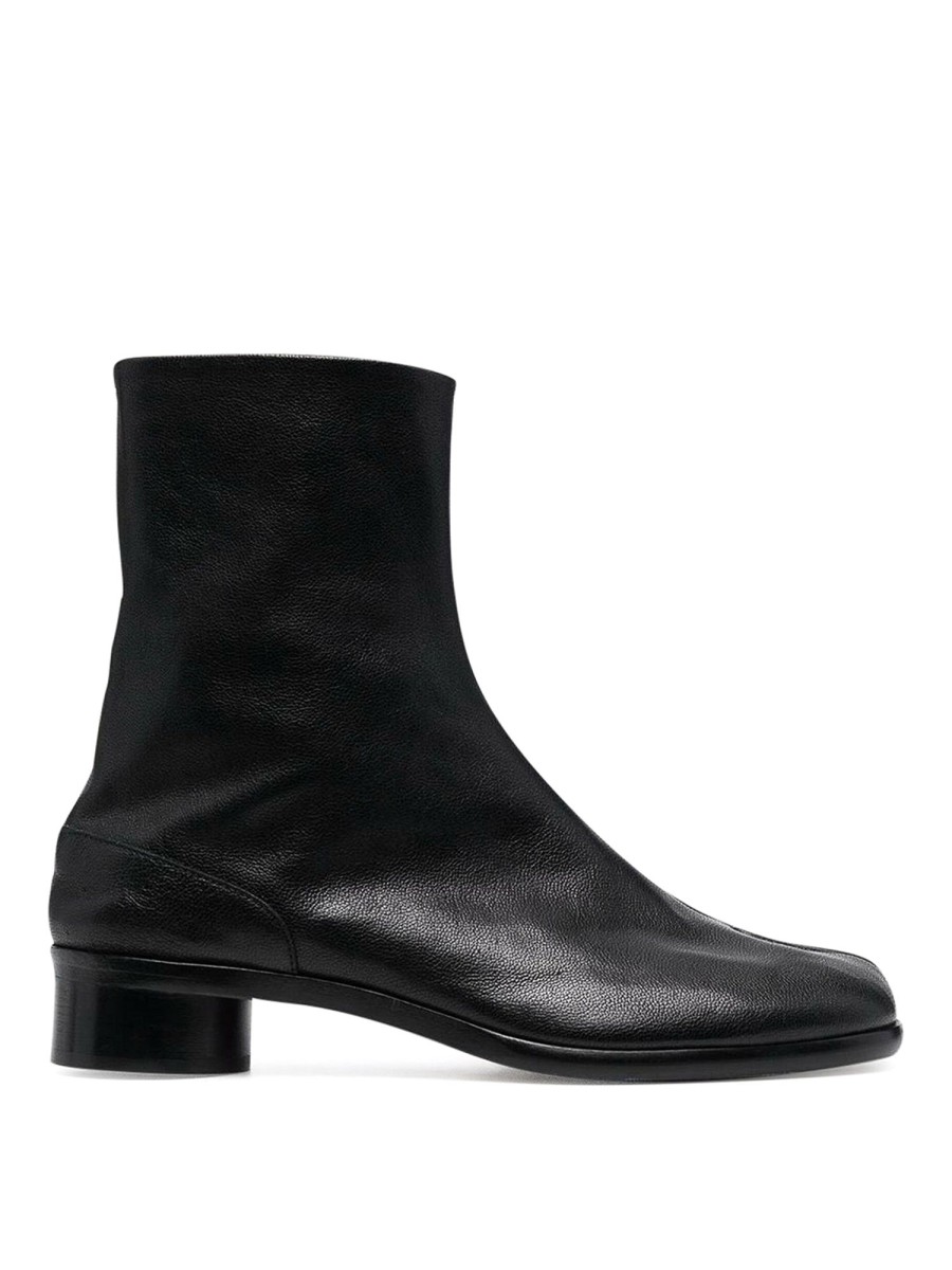 Uomo MM6 Maison Margiela | Stivali In Pelle Con Tacco Basso E Logo