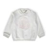 Bambino Moncler Jr | Felpa Bianca Con Logo Ricamato