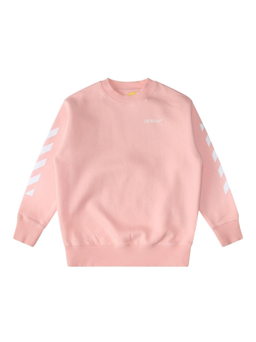 Bambino Off-White | Felpa Rosa In Cotone