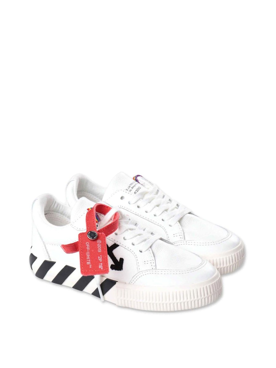 Bambino Off-White | Sneakers Boy In Pelle Bianca