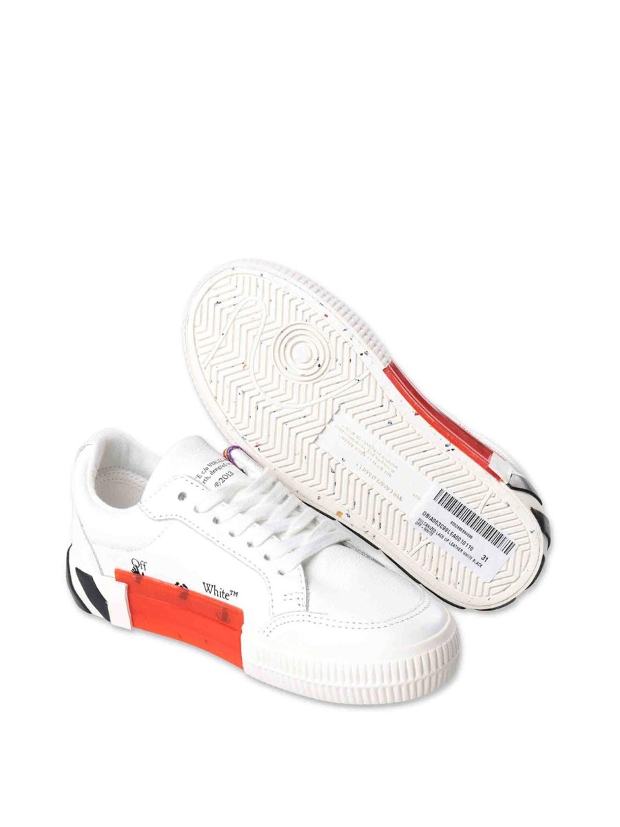 Bambino Off-White | Sneakers Boy In Pelle Bianca