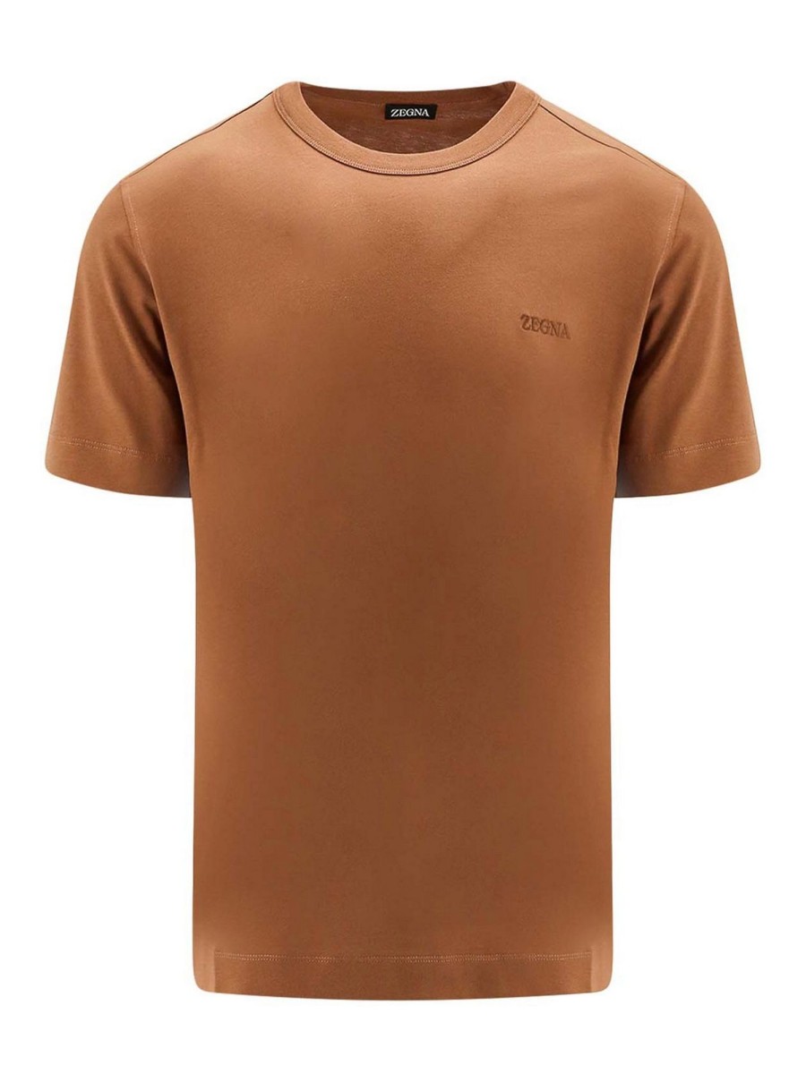 Uomo Zegna | T-Shirt In Cotone Con Logo Ricamato